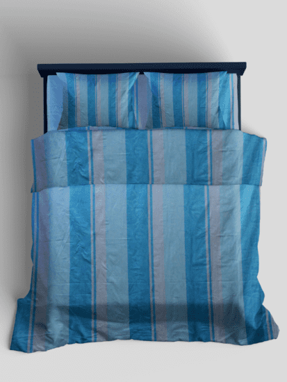 Premium Cotton Bedsheet Sky Strips with flora print