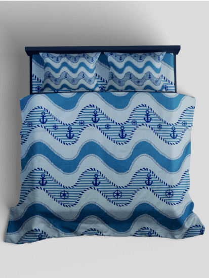 Premium Cotton Bedsheet Anchor Navy