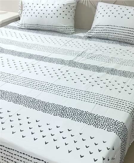 Cotton Satin Bedsheet Elegant White TC-240 Jungle Tree