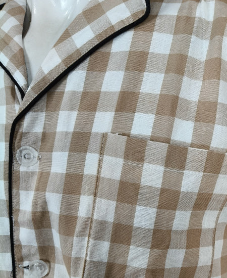 Light Brown Check Zara Men's Night Suit