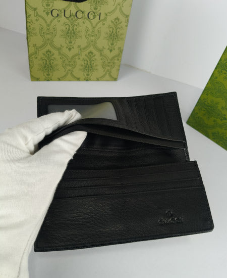 GG Leather Men's Long Wallet Black 01
