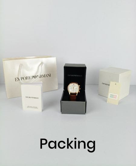 Emporio Armani Brown Leather Strap Watch For Men - AR1916
