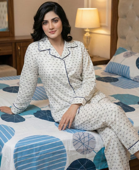 White Petals Night Suit