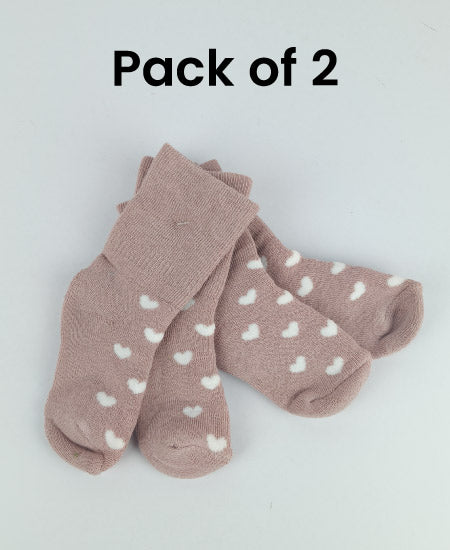 Z Kid's Cotton Winter Socks Pack of 2 (1M-6Months) D22