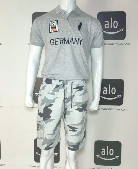 A Zaraa Cotton Shots for Mens Gray Army 6