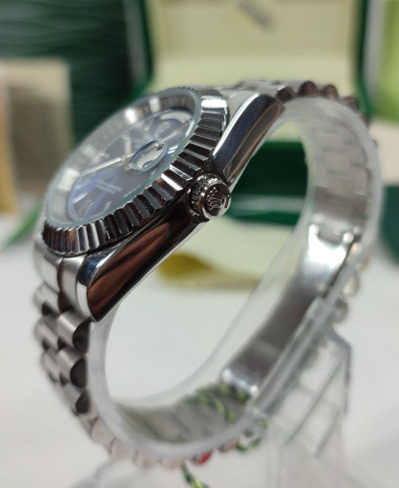 RLX watch Day-Date Men's Watch White Gold Blue Dial 228239