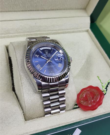 RLX watch Day-Date Men's Watch White Gold Blue Dial 228239