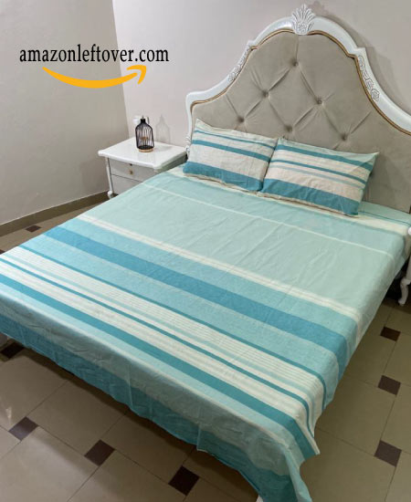 Premium Cotton Bed Sheet Blue Strips