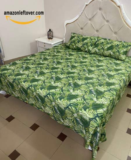 A Cotton Palm Leaves Bed Sheet