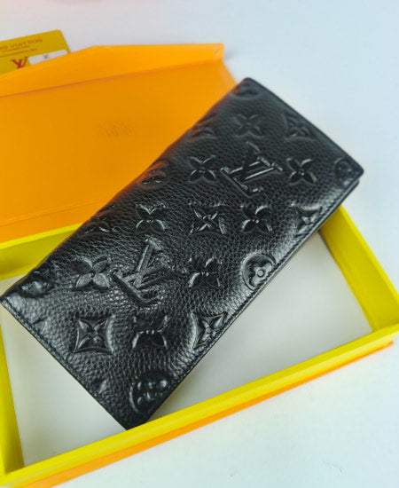 Lou V Leather Men's Long Wallet Black 01