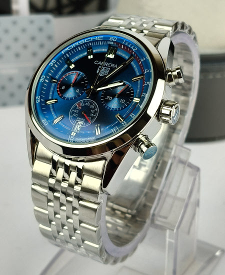 TG Huer Carera Blue Porsche Edition Beads-Of-Rice Bracelet CBS2113.BA0053