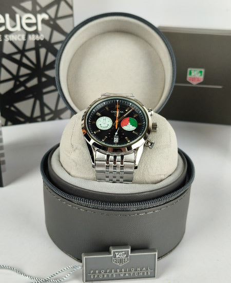 TG Huer Carera Chronograph Skipper Beads-Of-Rice Bracelet CBS2213.FN6002