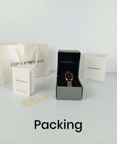 Armani Rose Gold Black Mother of pearl Ladies Watch AR11147