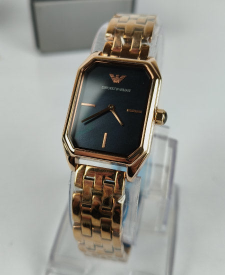 Armani Rose Gold Black Mother of pearl Ladies Watch AR11147