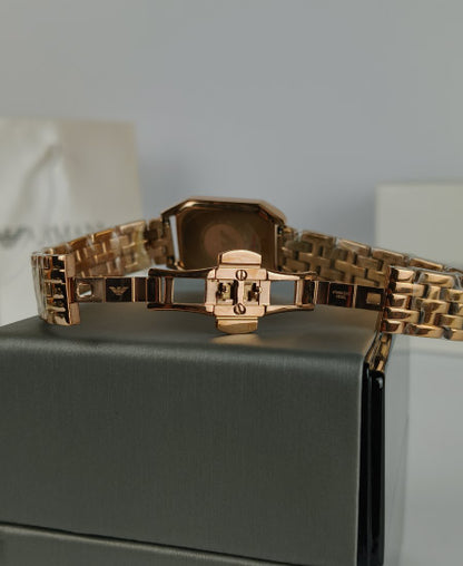 Armani Rose Gold Black Mother of pearl Ladies Watch AR11147