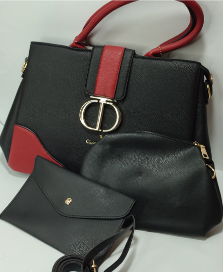 C Dior Handbags 3Pc Black Ladies