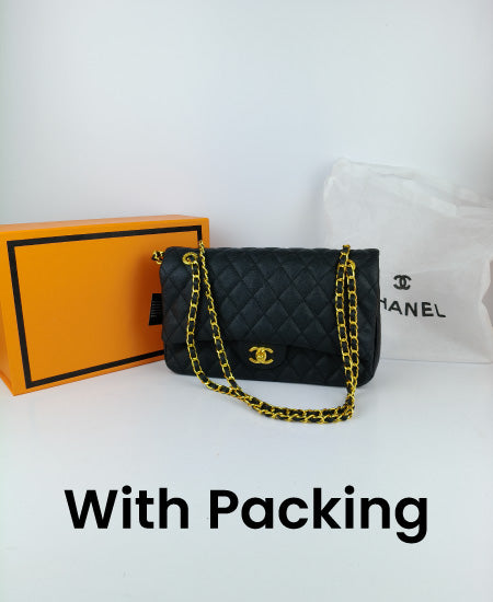 CHANEL Chevron Classic Black Handbag
