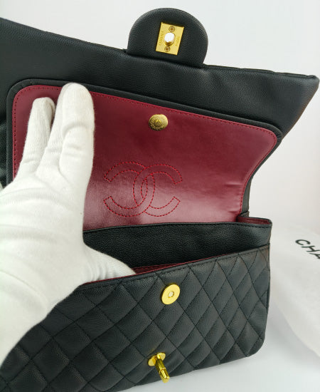 CHANEL Chevron Classic Black Handbag