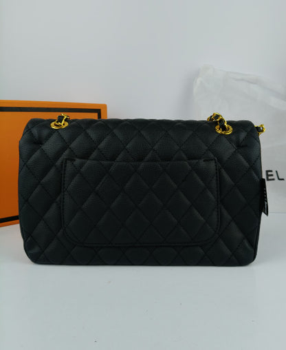 CHANEL Chevron Classic Black Handbag