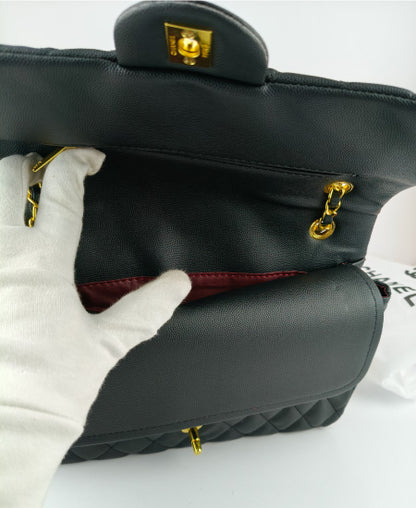 CHANEL Chevron Classic Black Handbag