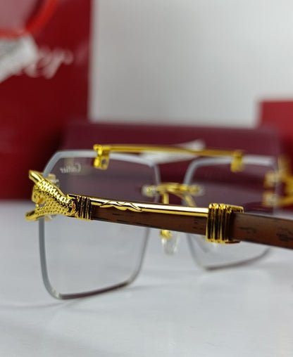 Cartier Golden Wood Power Glasses Frame-CRT23