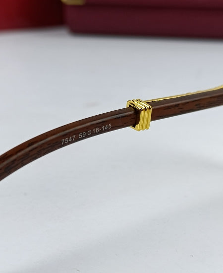 Cartier Golden Wood Power Glasses Frame-CRT23