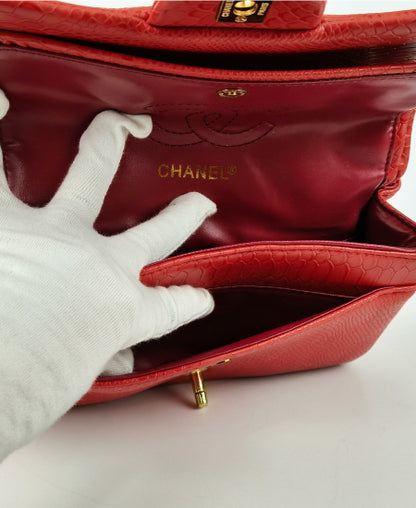 Chanel Red Snake Double Flap Bag