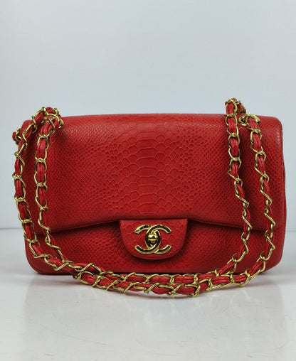 Chanel Red Snake Double Flap Bag