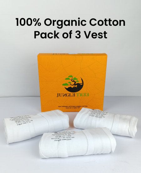 Jungle Tree 100% Organic Cotton Vest Pack of 3
