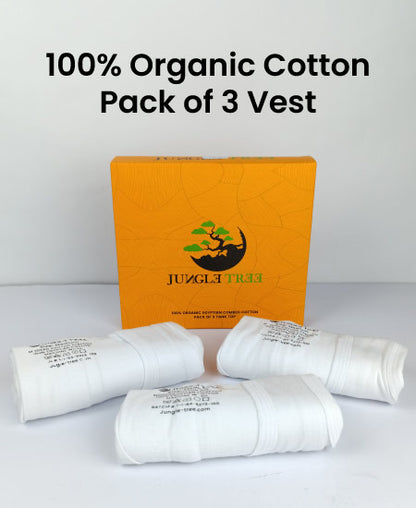 Jungle Tree 100% Organic Cotton Vest Pack of 3