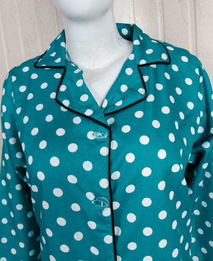Green Polka Dots Night Suit Zara Women's