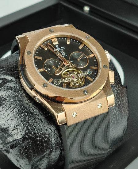 Hublot Watch Black Fusion Skeleton Calander Rose Gold