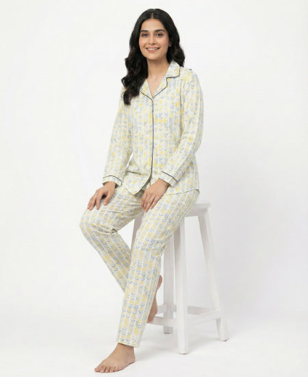 Jungle Tree Blue leaves PJS women's