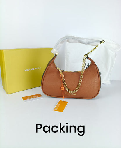 Michl Kors Piper Small Grained Shoulder Bag Brown