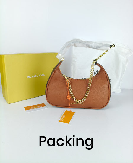 Michl Kors Piper Small Grained Shoulder Bag Brown