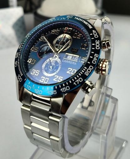 TG Huer Carera Blue-Faced Racing Chronograph Watch CV2A1V.BA0738