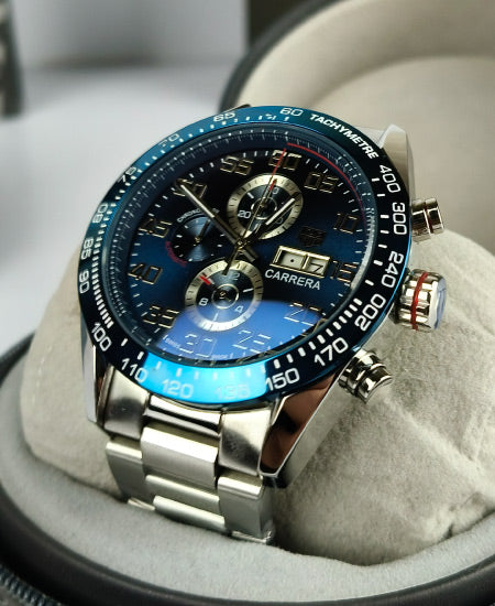 TG Huer Carera Blue-Faced Racing Chronograph Watch CV2A1V.BA0738