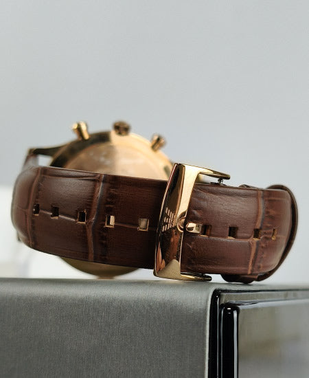 Emporio Armani Brown Leather Strap Watch For Men - AR1916