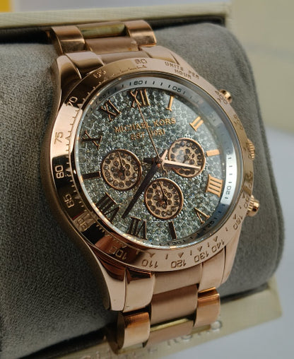 Michael Kors Layton Pave Dial Rose Gold-Tone Watch MK5946