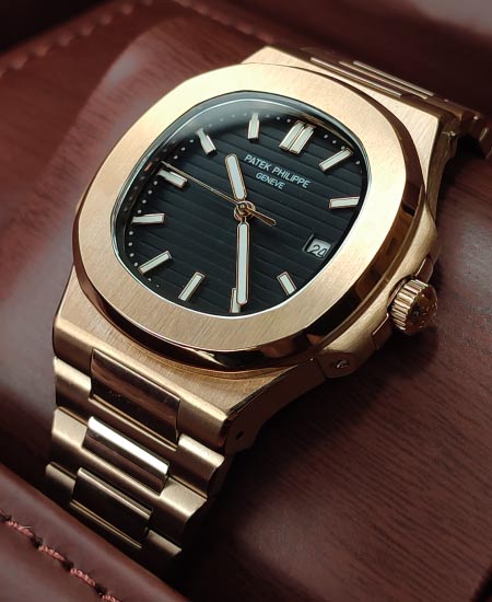 PP Nautilus 3700J Rose Gold Black Dail Watch
