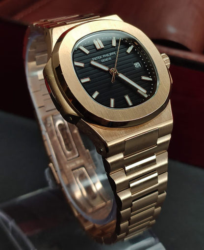 PP Nautilus 3700J Rose Gold Black Dail Watch