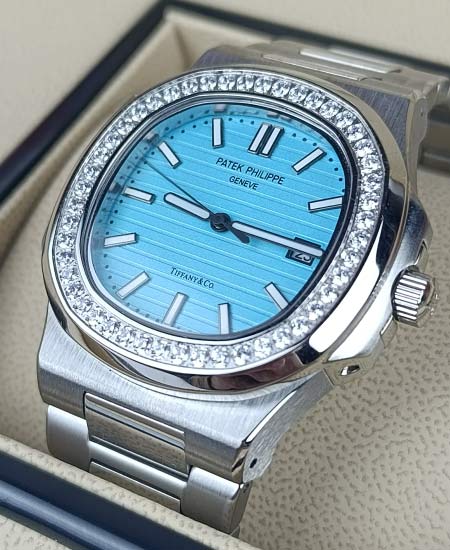 PP Watch NAUTILUS DIMONDS TIFFANY & Co Blue Dial Limited Edition Watch