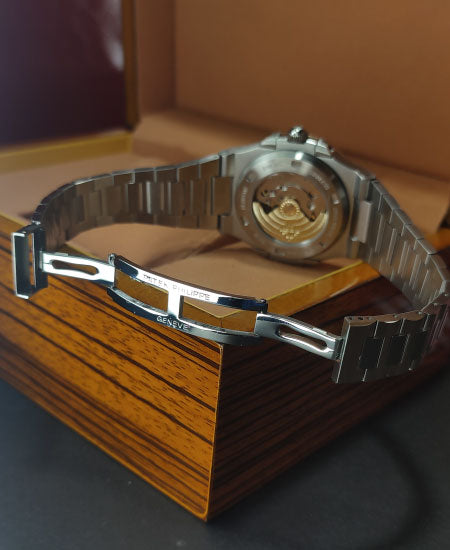 PP Nautilus Silver Skeleton Black Dial Watch
