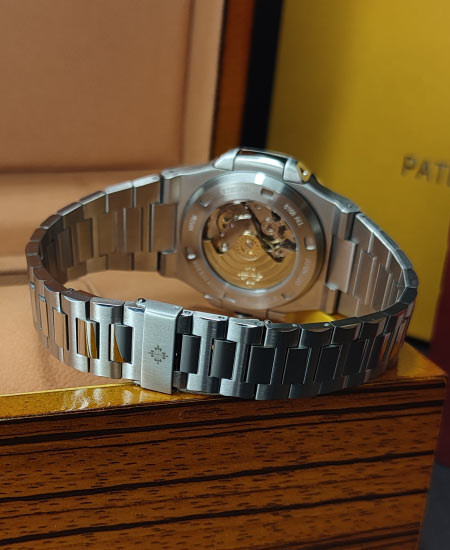 PP Nautilus Silver Skeleton Black Dial Watch