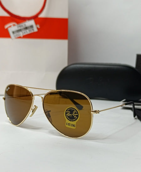 Ray Ban Golden Brown Aviator Sunglasses