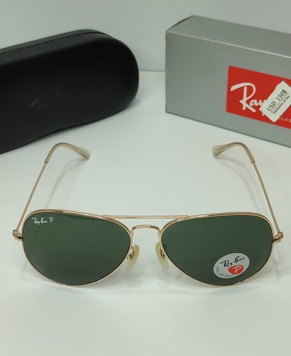Rayban-Aviator Polarized Golden Green Sunglasses