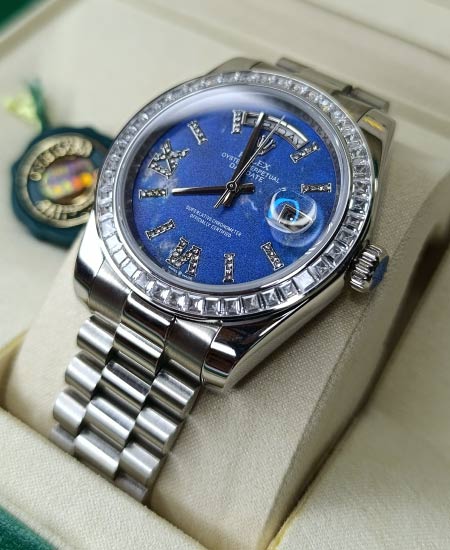 RLX Watch Day Date 128349RBR Blue Dail