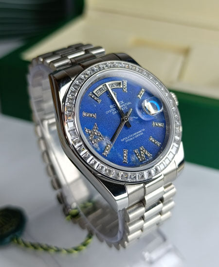 RLX Watch Day Date 128349RBR Blue Dail