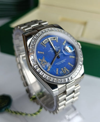RLX Watch Day Date 128349RBR Blue Dail