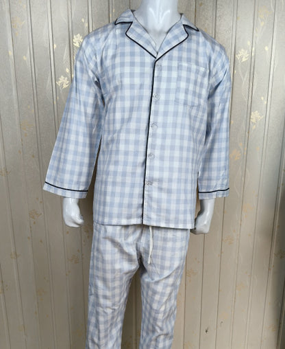 Sky Blue Check Zara Men's Night Suit
